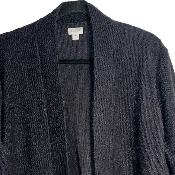 J.Crew Black Textured Open Front Cardigan Sweater Size Large - Picture 2 of 8